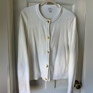J. Crew Factory Lady Jacket Cardigan Sweater White with Gold Buttons